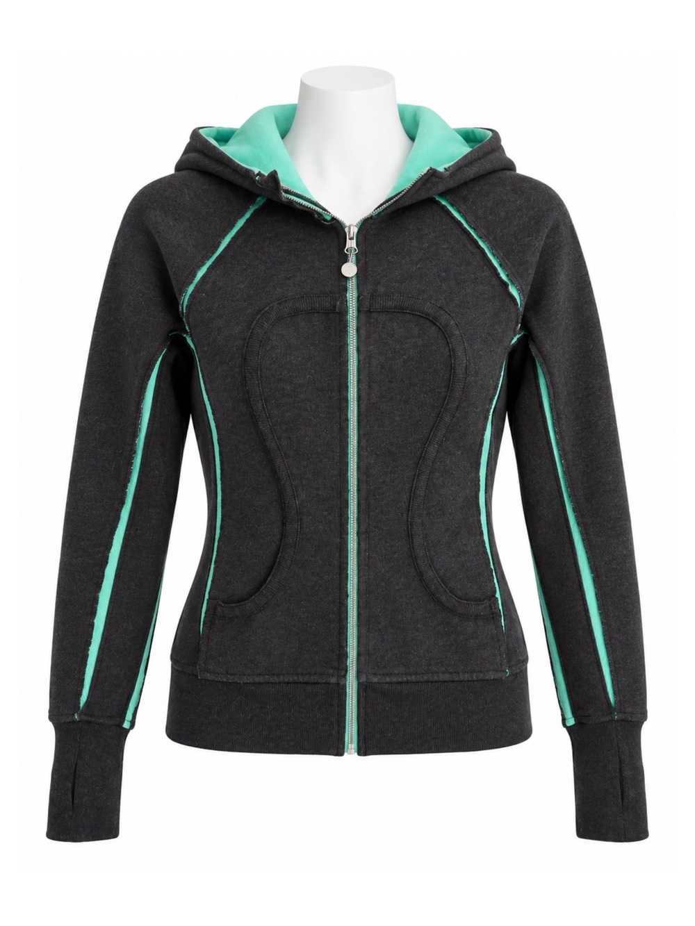 Size 4 Lululemon Women’s Vintage Y2K Special Edition Scuba Hoodie Charcoal Mint